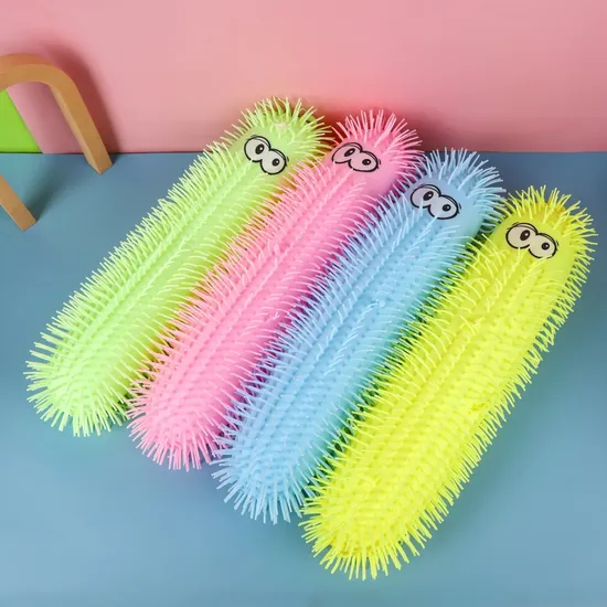 Wholesale New Creative Toys Children′s Luminous Puffer Worm Stress Relief Children′s Gift Toys Cartoon Vent Fidget Caterpillar Squeeze Toys 