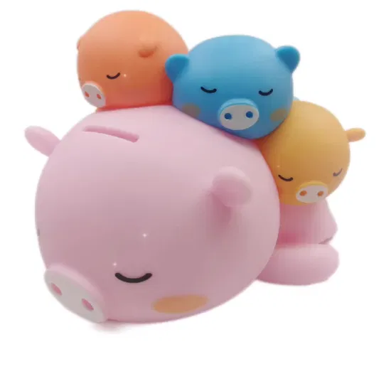 Custom Color Box Packing Super Cute Piggy Family Vinly Coin Bank