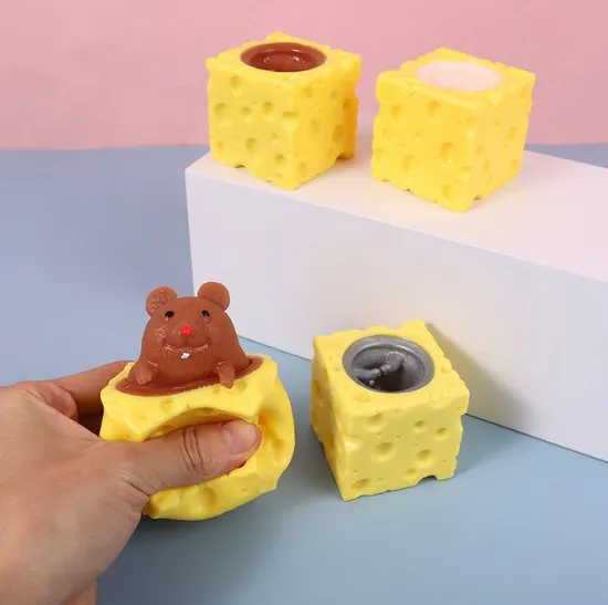 Cheese Mouse Cup Pinch Music Squeeze Vent Toy Squirrel Cup Fidget Toy Decompression Toy 